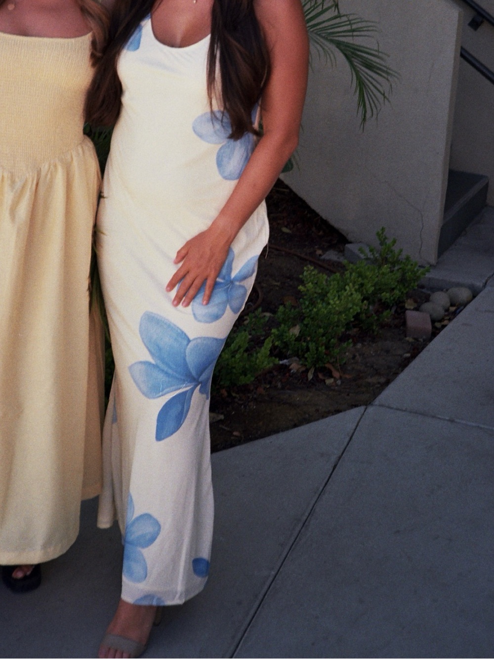 Princess Polly White Maxi Dress with Blue Floral Print